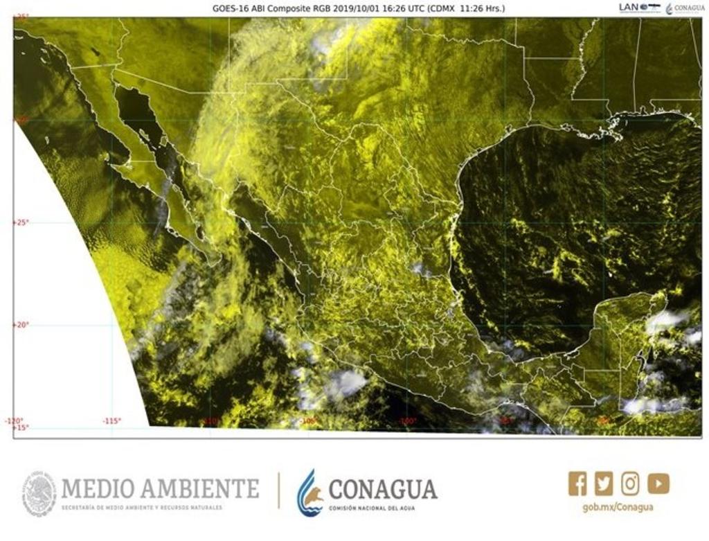 La depresión tropical 'Narda' se degradó a baja presión remanente en tierra, a 30 kilómetros al este de Isla Lobos, en Sonora, y a 210 kilómetros al noroeste de Los Mochis, Sinaloa. (TWITTER)