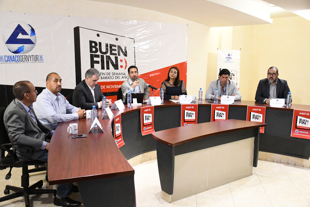 La presentación del Buen Fin 2019 se llevó a cabo en las oficinas de la Cámara Nacional de Comercio de Torreón (Canacoto). (FERNANDO COMPEÁN)