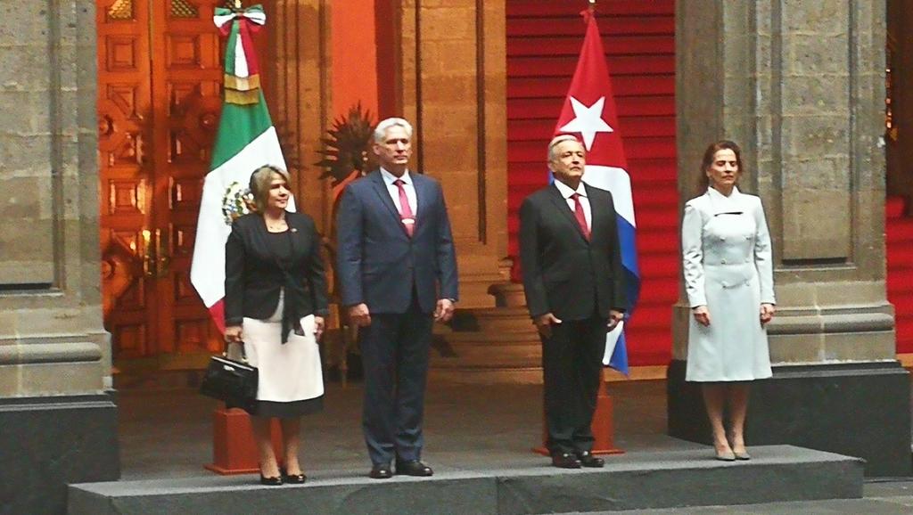 El presidente Andrés Manuel López Obrador recibió en Palacio Nacional este jueves a su homólogo de Cuba, Miguel Díaz-Canel, quien realiza una visita de Estado a México. (TWITTER)