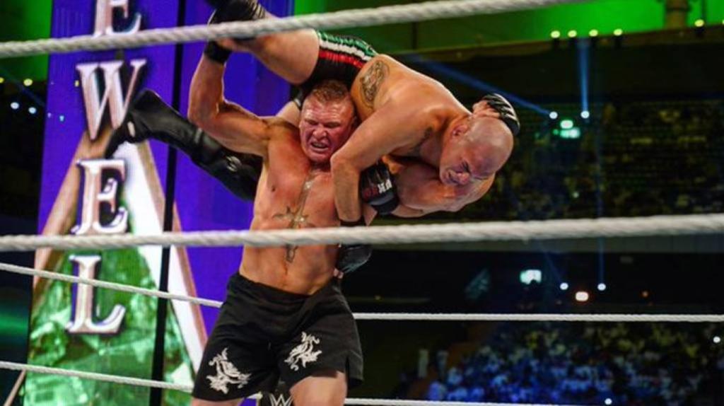 Caín y Lesnar se volvieron a encontrar como rivales luego de que el mexicano lo destronara cuando eran parte de la UFC. (CORTESÍA)