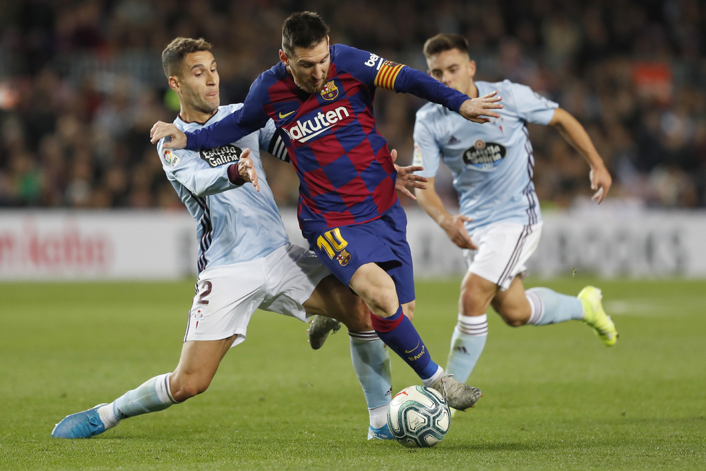 El astro argentino Lionel Messi anotó tres tantos en la goliza del Barcelona 4-0 sobre el Celta de Vigo de Néstor Araujo.