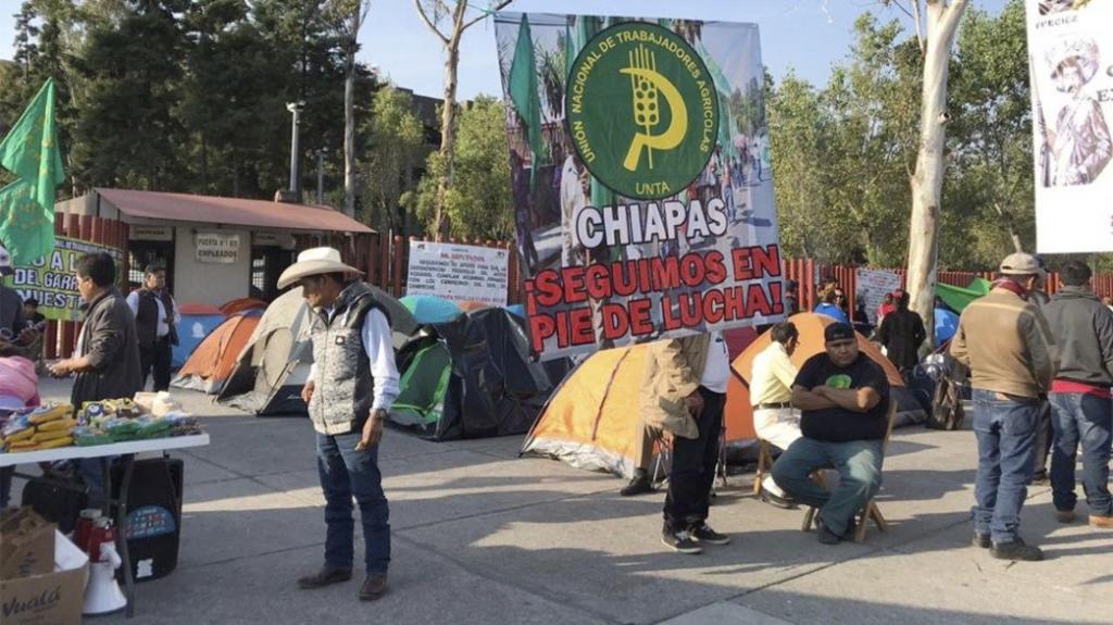 Campesinos de distintas organizaciones protestan afuera de la Cámara de Diputados para exigir mayor presupuesto en 2020 para el agro mexicano, tema que será revisado a partir de mañana martes. (ESPECIAL)