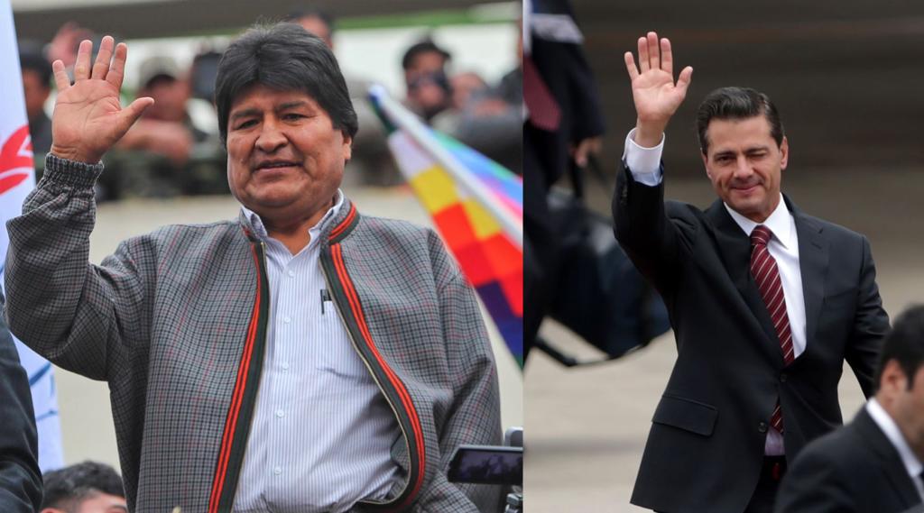 En 2014, Evo Morales llamó 'lacayos del imperialismo a los entonces presidentes de México, Enrique Peña Nieto, de Colombia, Juan Manuel Santos, de Chile, Michele Bachelet, y de Perú, Ollanta Humala, al descalificar la integración de la Alianza del Pacífico. (ESPECIAL)