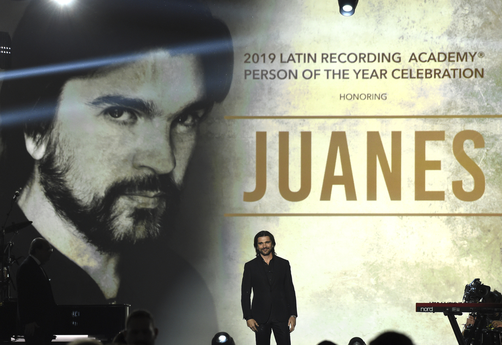 Gran día. El cantante colombiano, Juanes, durante la premiación que se realizó en Las Vegas. (AP)