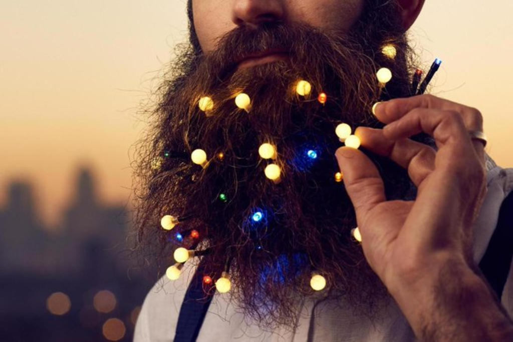 Línea de visión Posada Puntuación Luces navideñas en las barbas, moda de temporada