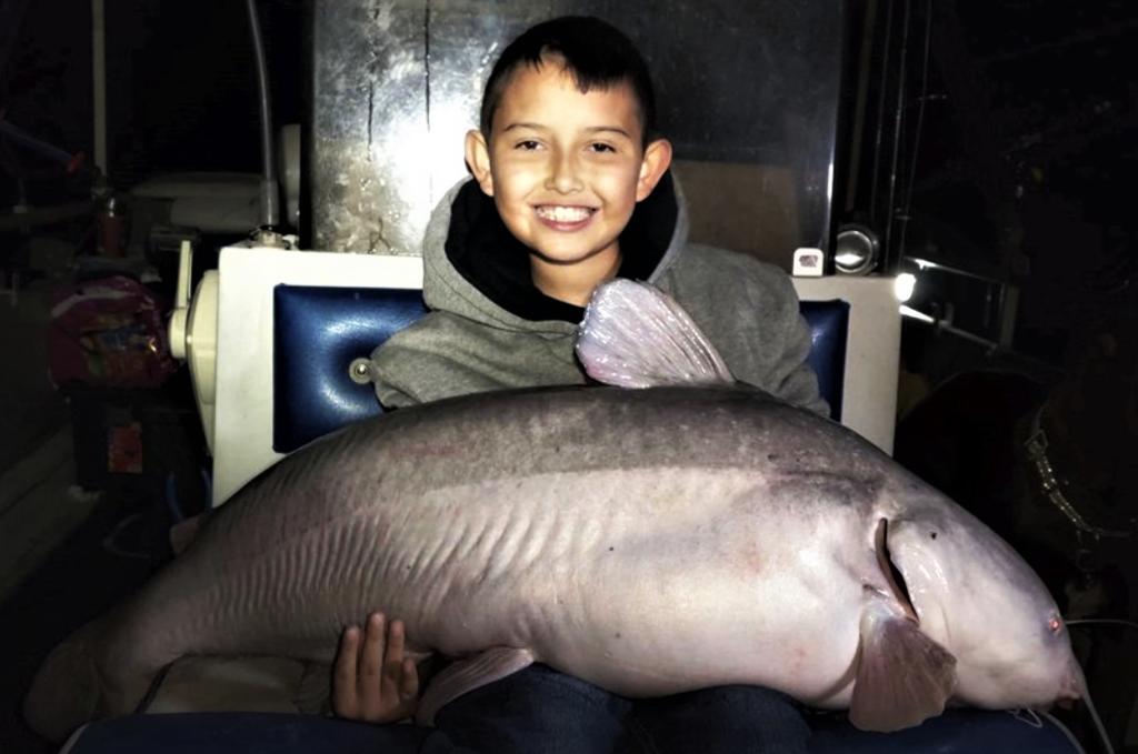 Un niño de 9 años atrapó un bagre azul de 19 kilogramos el domingo por la tarde mientras pescaba en el embalse Elephant Butte de Nuevo México. (AP)