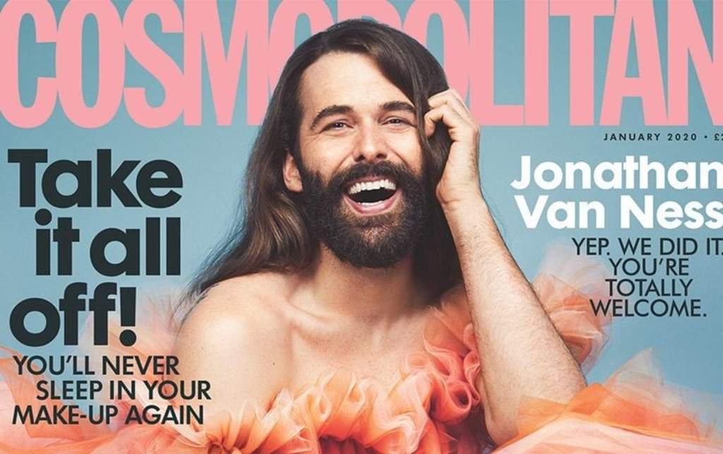 Jonathan Van Ness, estrella del reality show, Queer Eye de Netflix, ha hecho historia al ser el nuevo rostro de la portada de la revista Cosmopolitan Reino Unido. (INSTAGRAM)