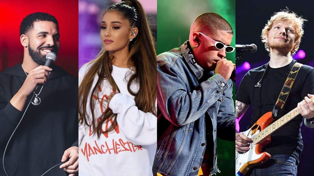 Drake es el rey del streaming: el rapero fue nombrado artista más reproducido de la década de Spotify. El reggaetonero Bad Bunny, en tanto, quedó entre los primeros cinco de 2019. (ESPECIAL)