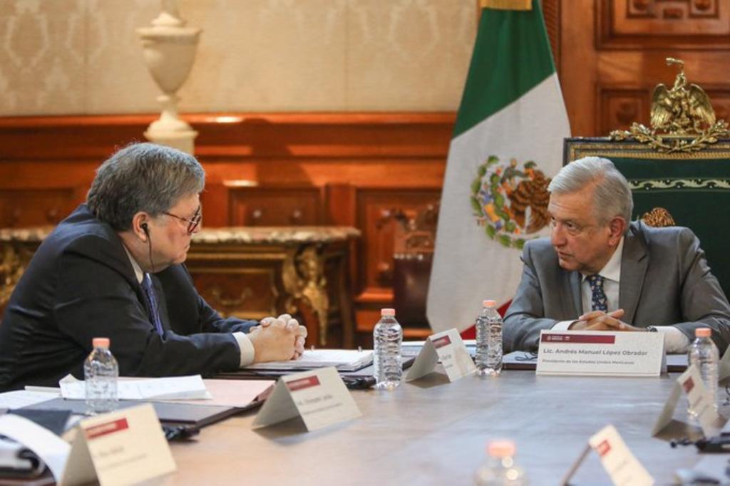 López Obrador recibió este jueves a Barr en Palacio Nacional, donde manifestó la necesidad de que ambas naciones trabajen en conjunto. (TWITTER)