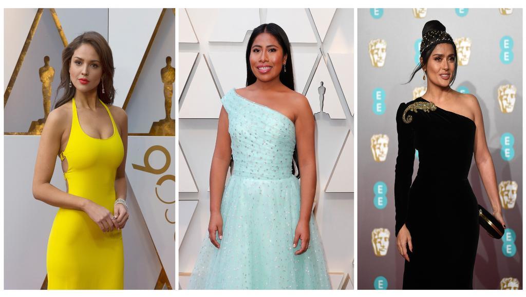 Abren camino. Eiza González (i), Yalitza Aparicio (c) y Salma Hayek (d), mexicanas que actualmente sobresalen en Hollywood.