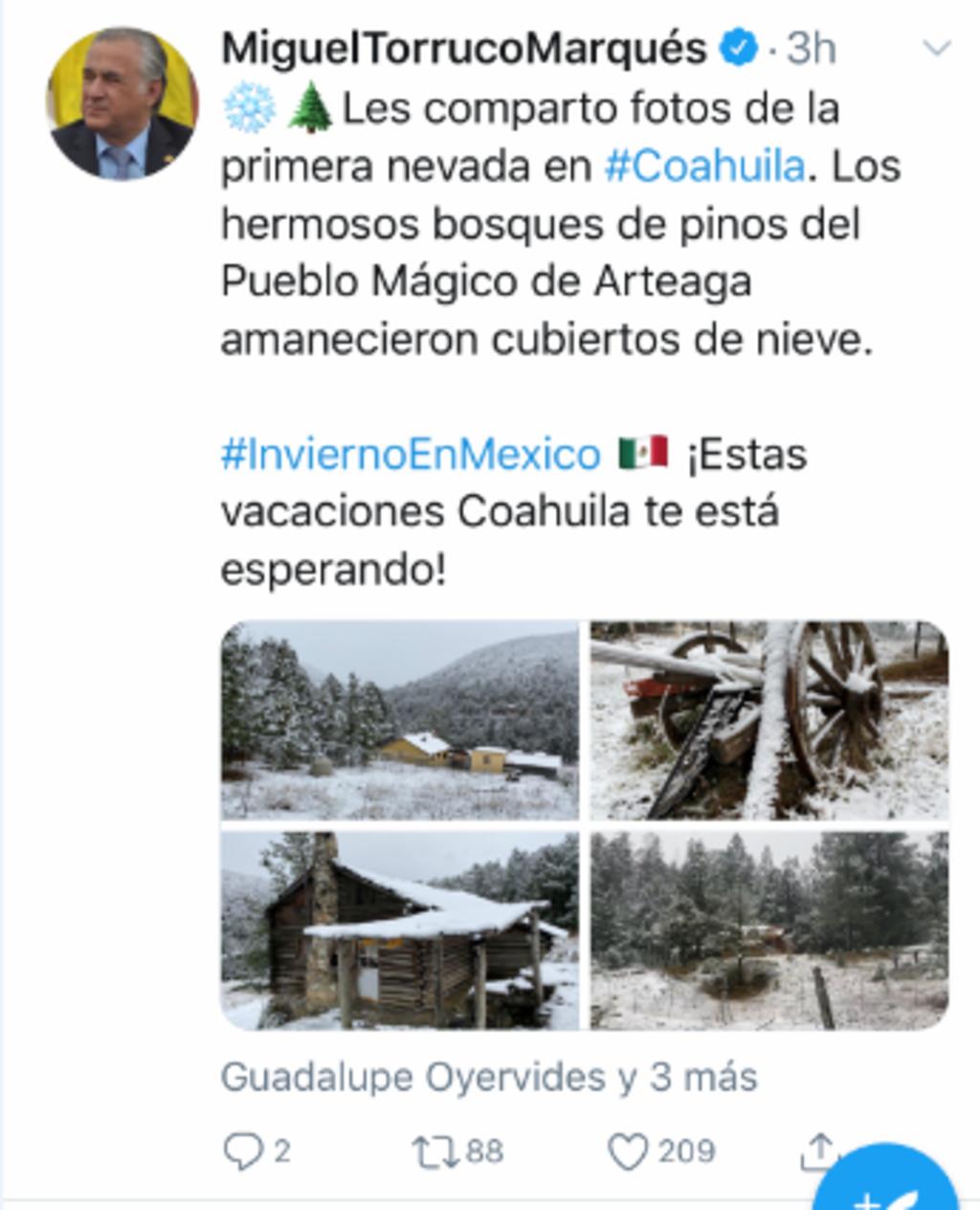 El funcionario federal subió a su cuenta personal de Twitter cuatro postales de la Sierra de Arteaga. (EL SIGLO COAHUILA)