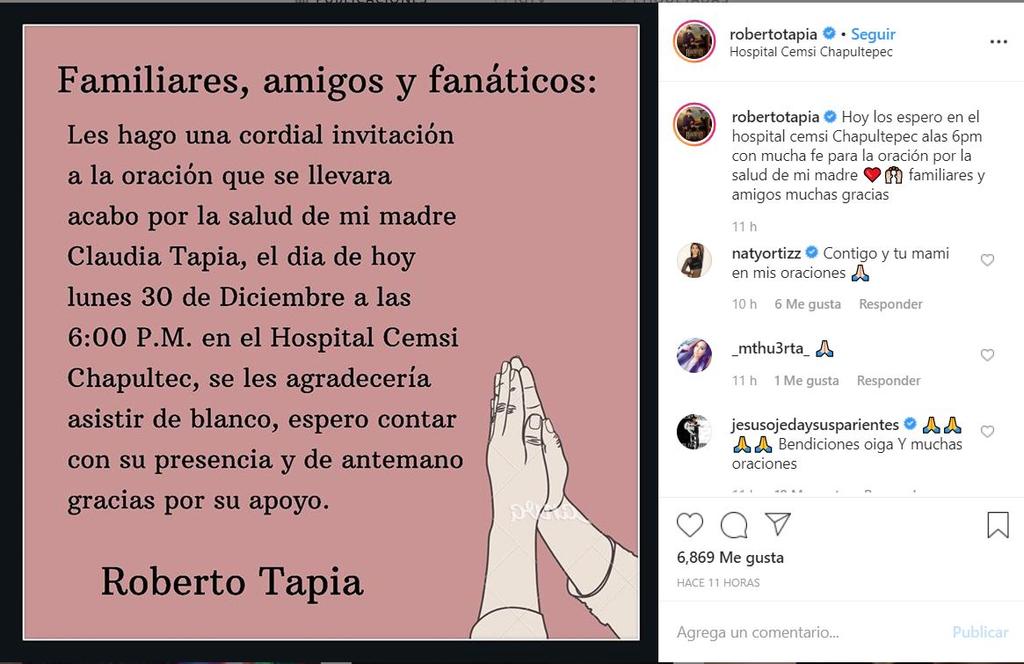 Roberto Tapia pidió este lunes ayuda a través de redes sociales a 'familiares, amigos y fanáticos'. (INSTAGRAM)
