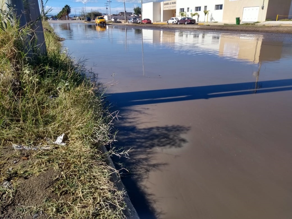 Concentraciones de agua y daños en el pavimento fueron el saldo de la lluvia que se registró el primer día del año 2020 en Torreón. (ROBERTO ITURRIAGA)