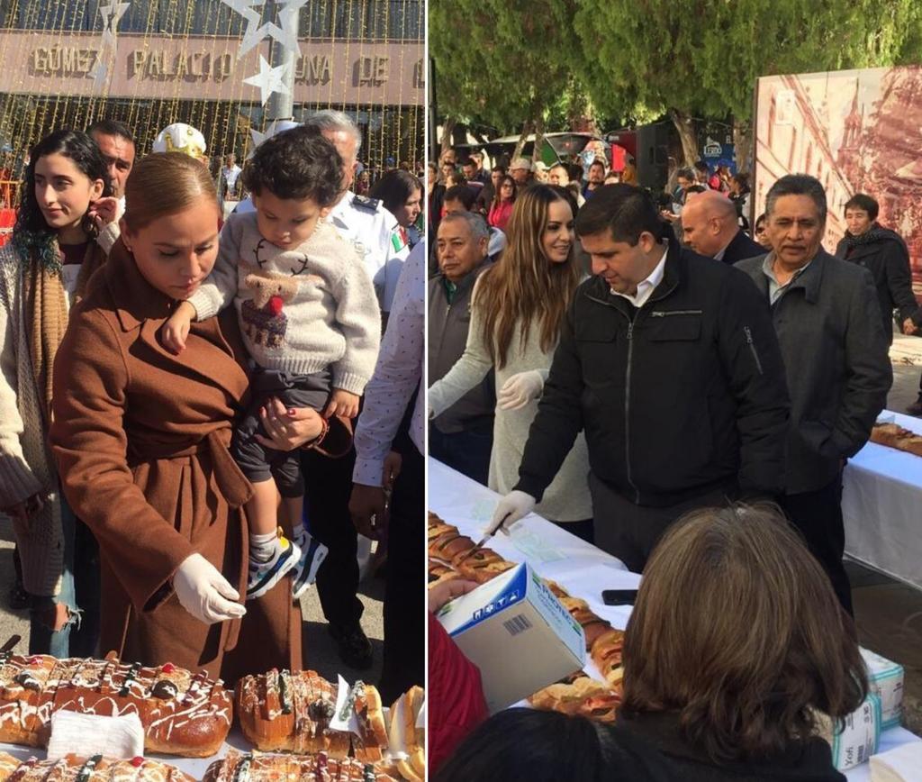 Los municipios de Gómez Palacio y Lerdo realizaron la tradicional repartición de la megarrosca de Reyes. (EL SIGLO DE TORREÓN)