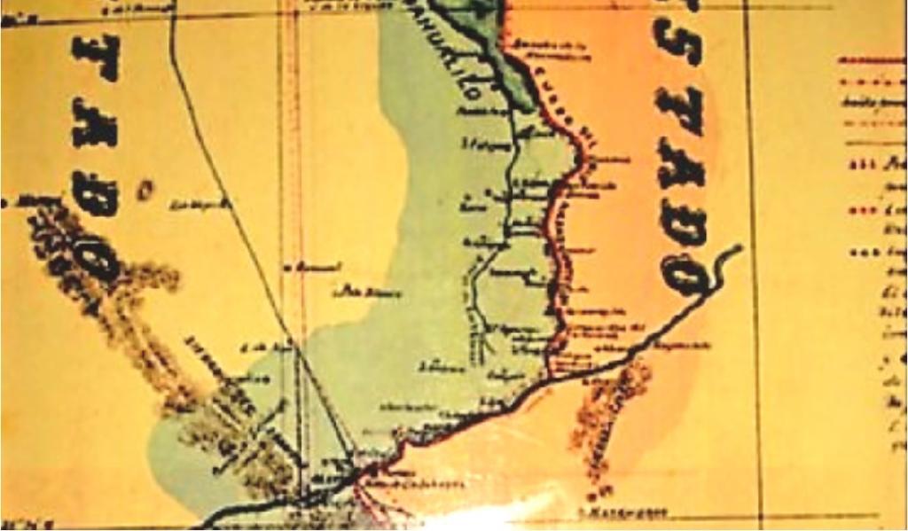 Panorámica del mapa del curso del Río Nazas hasta la Laguna del Tlahualilo. (CORTESÍA)