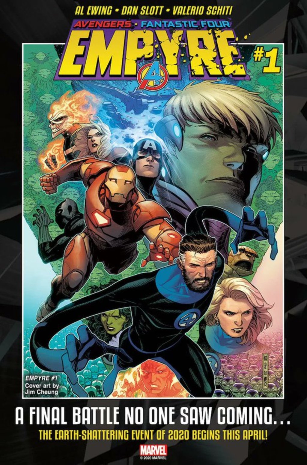 En redes. Ya se destapó una de las portadas en las que puede verse a los Avengers con los Cuatro fantásticos.