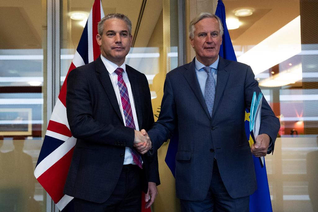 En diversas ocasiones se han reunido el secretario de Estado de Gran Bretaña para salir de la Unión Europea, Stephen Barclay, con el jefe de negociación del Brexit de la Unión Europea, Michel Barnier. (EFE) 