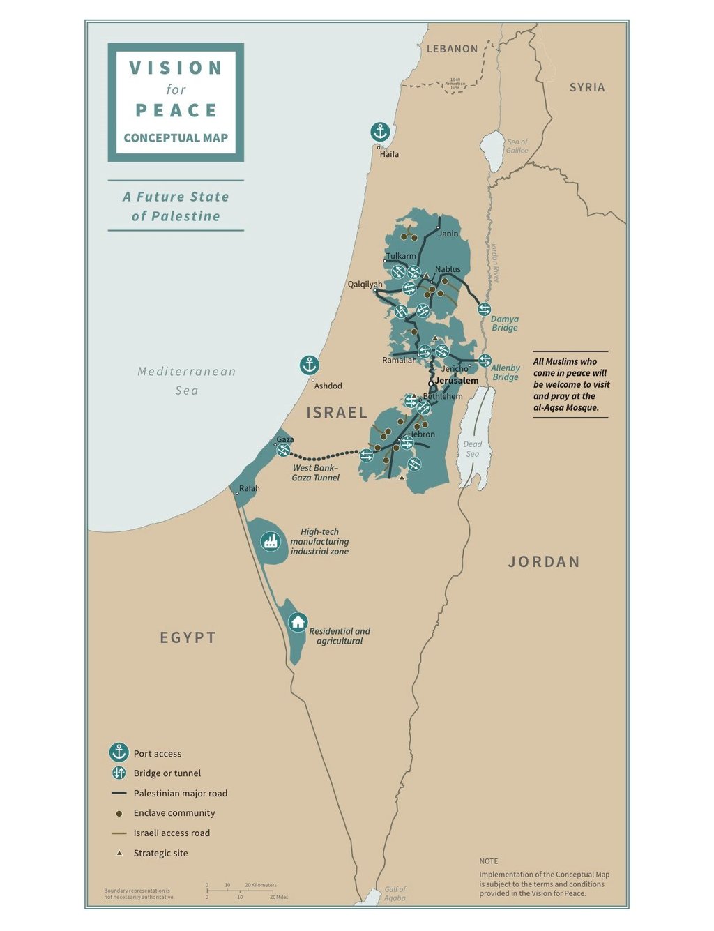 Ese mapa muestra un Estado palestino contenido casi por completo dentro de Israel. (EFE) 