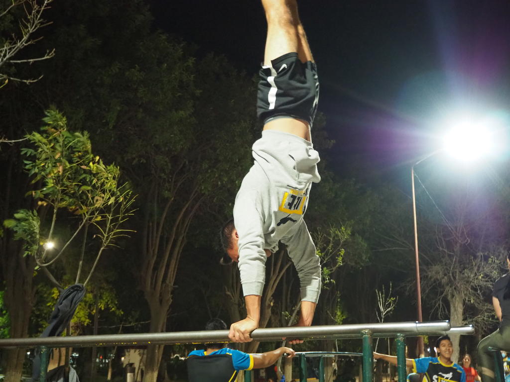 El grupo de Street Gym entrena con regularidad dentro del Parque Victoria en Ciudad Lerdo. (VERÓNICA RIVERA)