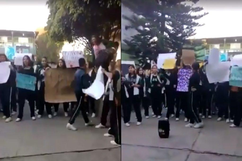 Alumnas de la escuela secundaria ESTIC 52 Dr. Jaime Torres Bodet, ubicada en Cuautitlán, Estado de México, difundieron un video en el que se escucha al director asegurar que son las adolescentes las que provocan el acoso por parte de sus compañeros, lo que causó la indignación de muchas de ellas. (ESPECIAL)