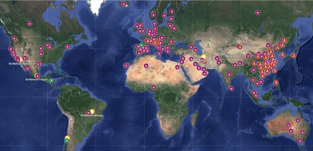 El mapa se actualiza en tiempo real con los casos de coronavirus en todo el mundo (CAPTURA) 