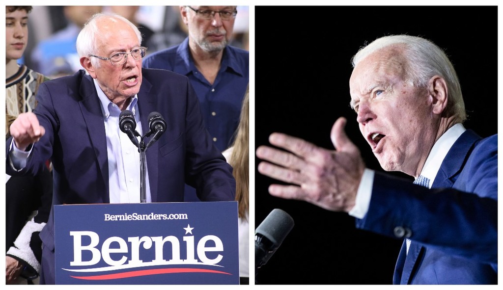 Los demócratas Bernie Sanders (i) y Joe Biden (d) definirán al próximo candidato para las presidenciales de EUA por ese partido. (EFE) 