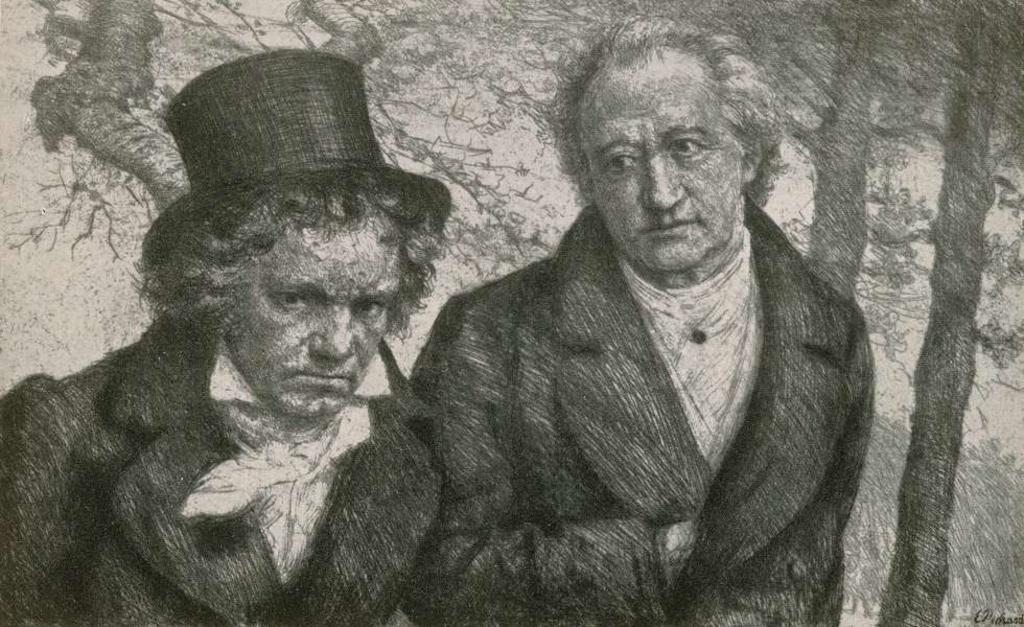 Rompimiento. Beethoven y Goethe en un grabado de Emilie Pierre Richard.