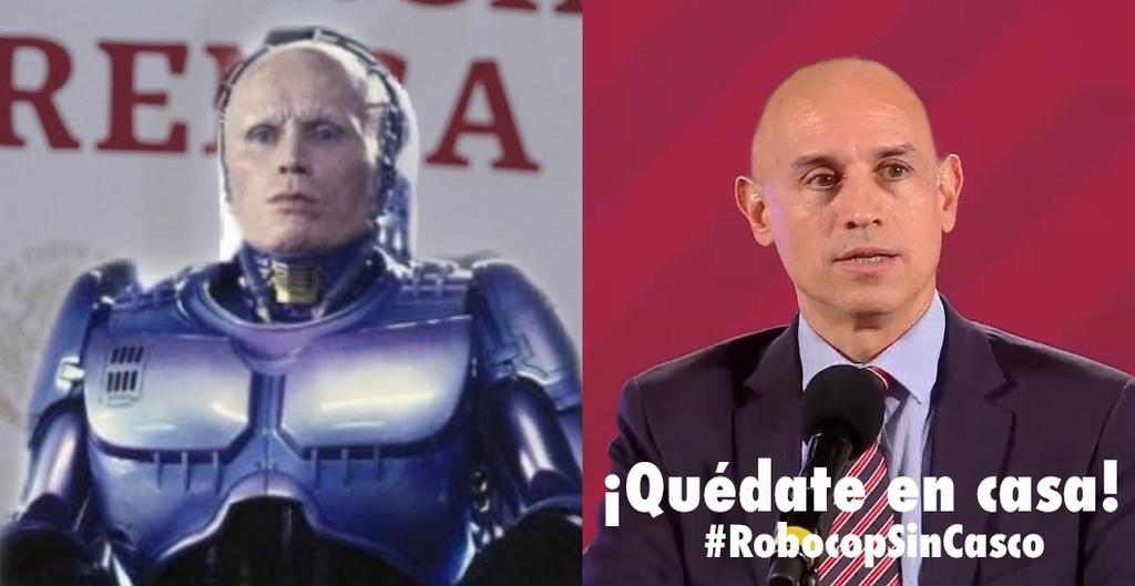 Nuevamente el subsecretario de Salud en México, se vuelve material potencial de memes en redes sociales gracias a su 'parecido' con 'RoboCop' sin casco (CAPTURA) 