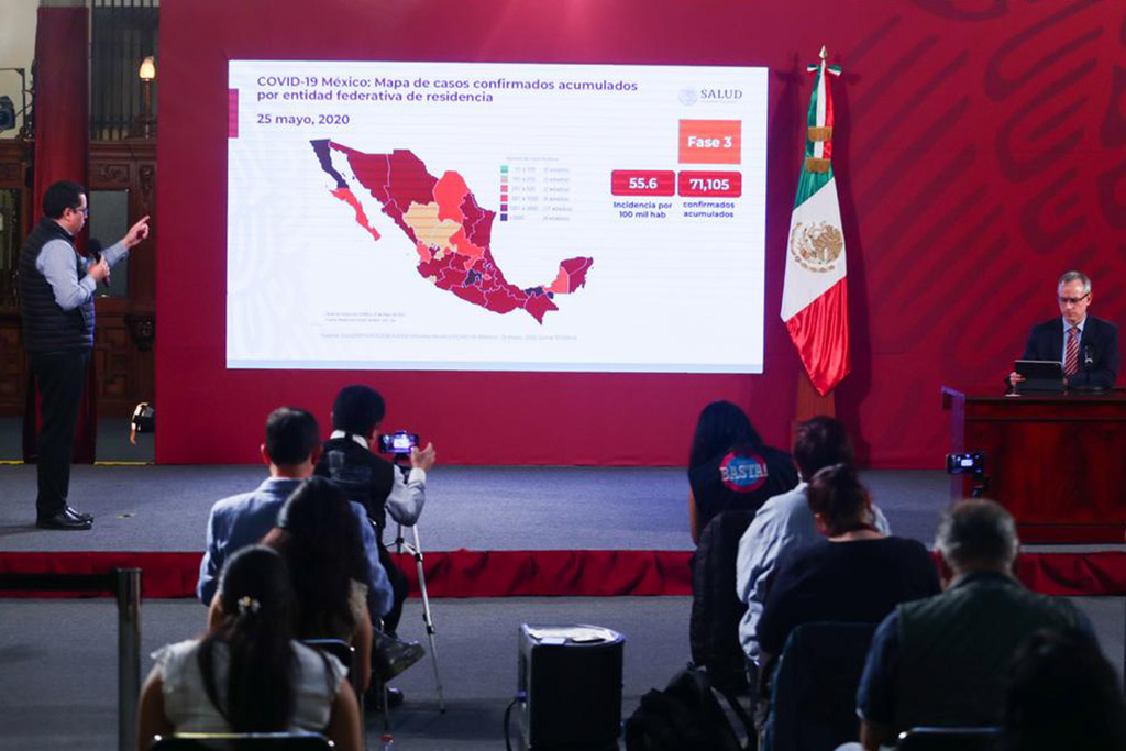 José Luis Alomía, director general de Epidemiología, detalló que hasta anoche México sumó 71 mil 105 casos positivos.