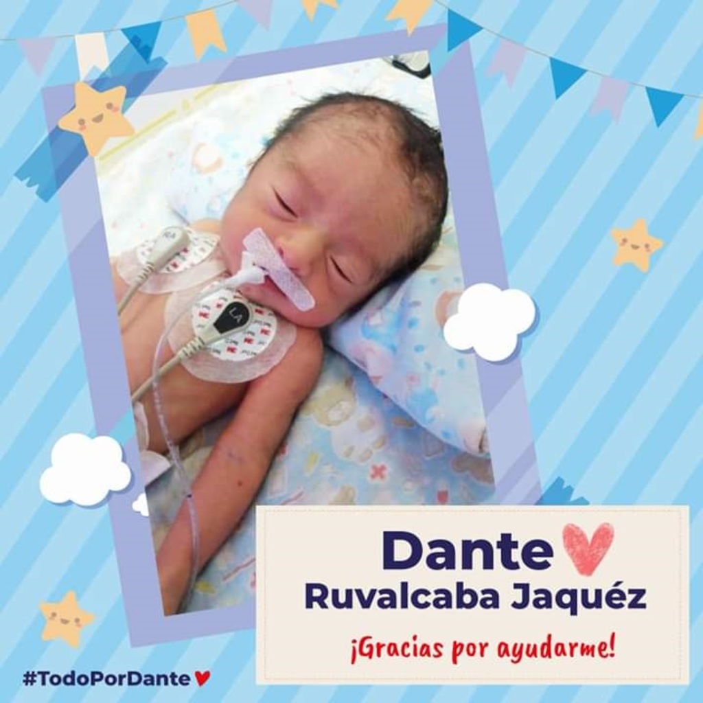 Dante nació antes de tiempo y ahora sus padres Antonio y Paola piden ayuda a la ciudadanía para sacar adelante a su hijo. (ESPECIAL)