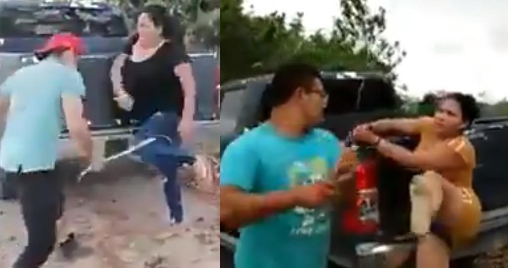 En los clips compartidos en redes sociales, se aprecia a ambas mujeres ser sometidas por hombres que arremeten a golpes contra ellas (CAPTURA)   