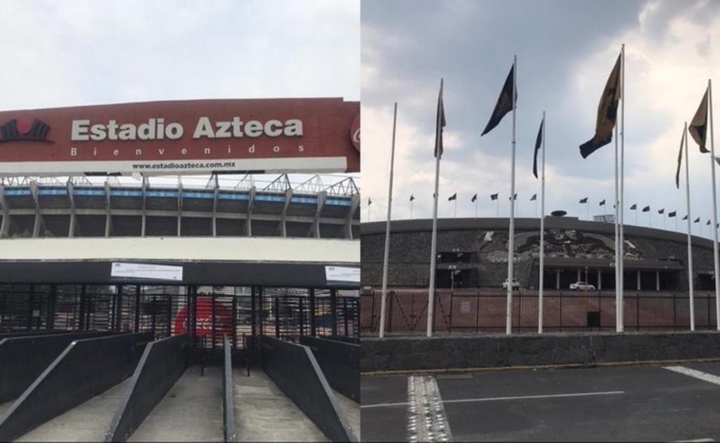El Estadio Azteca no sufrió alguna afectación tras el sismo de 7.5 grados de este martes. El temblor sacudió los entrenamientos de los clubes durante la mañana, pero ninguno tuvo complicaciones para culminar con las prácticas. (CORTESÍA)