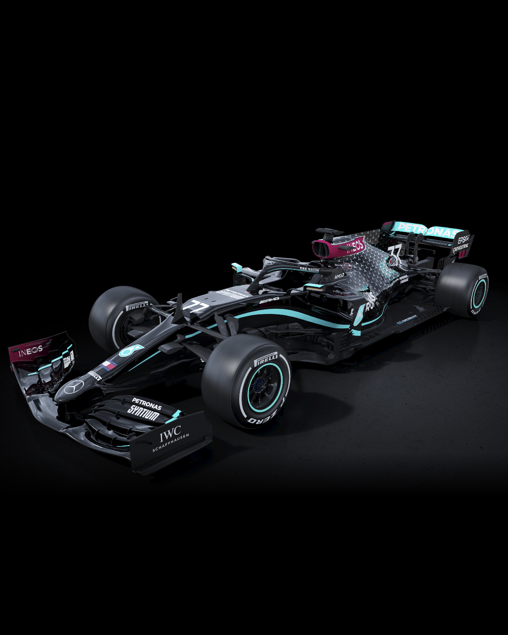 La escudería Mercedes de la Fórmula Uno utilizará autos negros esta temporada para combatir el racismo. . (Cortesía Mercedes)