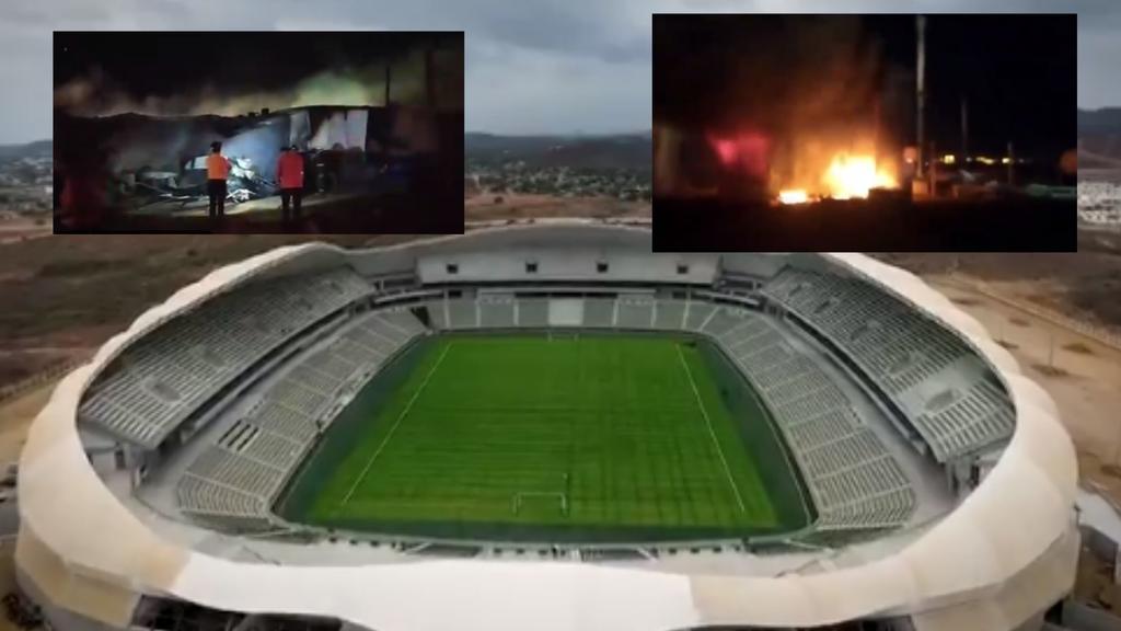 Aún sin ser inaugurado, la noche del jueves se registró un incendio en el estadio de Mazatlán FC. (ESPECIAL)
