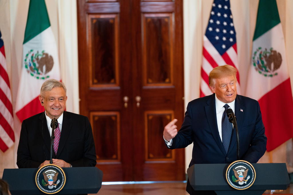 El presidente Andrés Manuel López Obrador y su homólogo Donald Trump ofrecieron un mensaje a los medios de comunicación. (EFE)