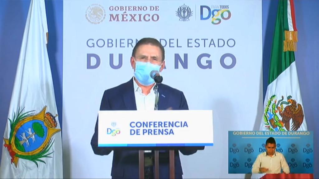 El gobernador panista de Durango, José Rosas Aispuro (2016-2022), anunció nuevas medidas para reducir la movilidad y prevenir los contagios de COVID-19, enfermedad causada por el nuevo coronavirus SARS-CoV-2. (ESPECIAL)