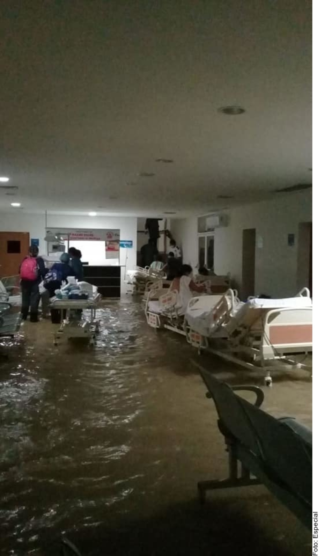 Las intensas lluvias también anegaron diversas áreas del Hospital Materno-Infantil, habilitado como centro médico general debido a la contingencia por el coronavirus, que ha convertido a Reynosa en el municipio con más casos y muertes de Tamaulipas.