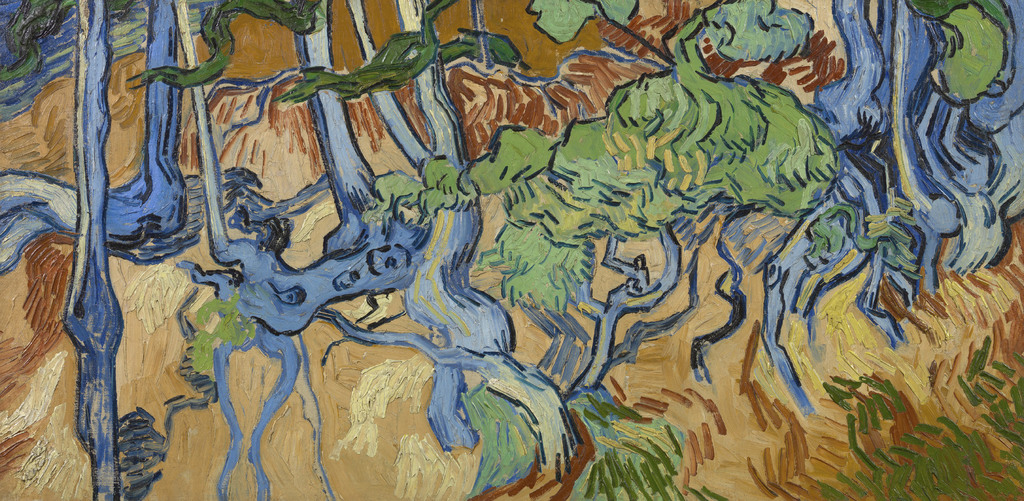 La última pintura del artista, Raíces de árbol, terminada en Auvers-sur-Oise, Francia, el 27 de julio de 1890. (AP)