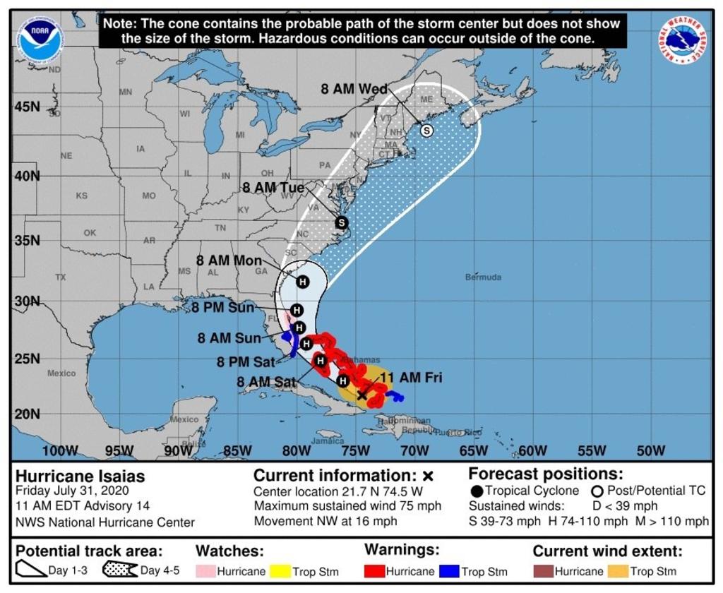 A las 11:00 hora local (15:00 GMT), el ojo del huracán fue localizado por un avión cazahuracanes 60 km al oeste-suroeste de Nassau, la capital de Bahamas, y 220 km al sur-sureste de Freeport, en la isla Gran Bahama.
(EFE)