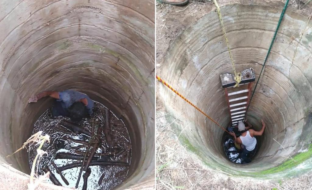  Un hombre permaneció en el fondo de un pozo artesiano de unos diez metros de profundidad durante 48 horas, luego de caer accidentalmente al momento que regresaba a su hogar, con una carga de leña, en el municipio de Villaflores. (ESPECIAL)