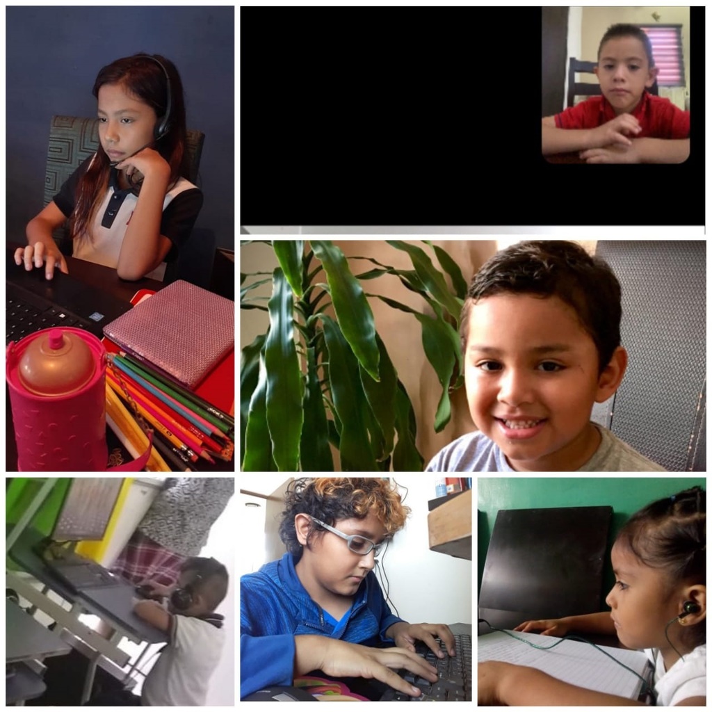 Los pequeños estudiantes iniciaron las clases muy concentrados frente a sus computadoras.