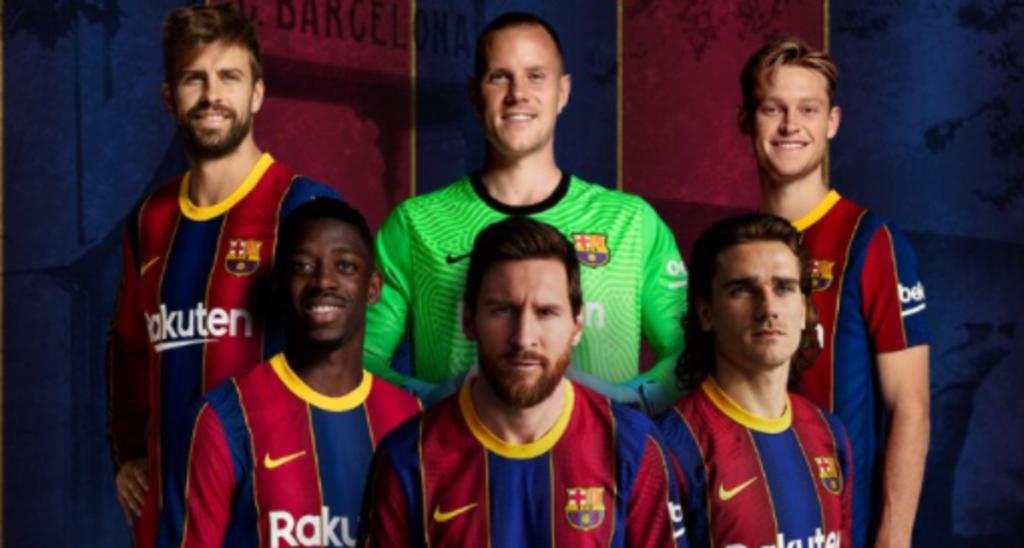 En la imagen promocional, Messi aparece en primer plano, secundado por Ousmane Dembélé y Antoine Griezmann, y con Gerard Piqué, Ter Stegen y Frenkie de Jong al fondo. (ESPECIAL)