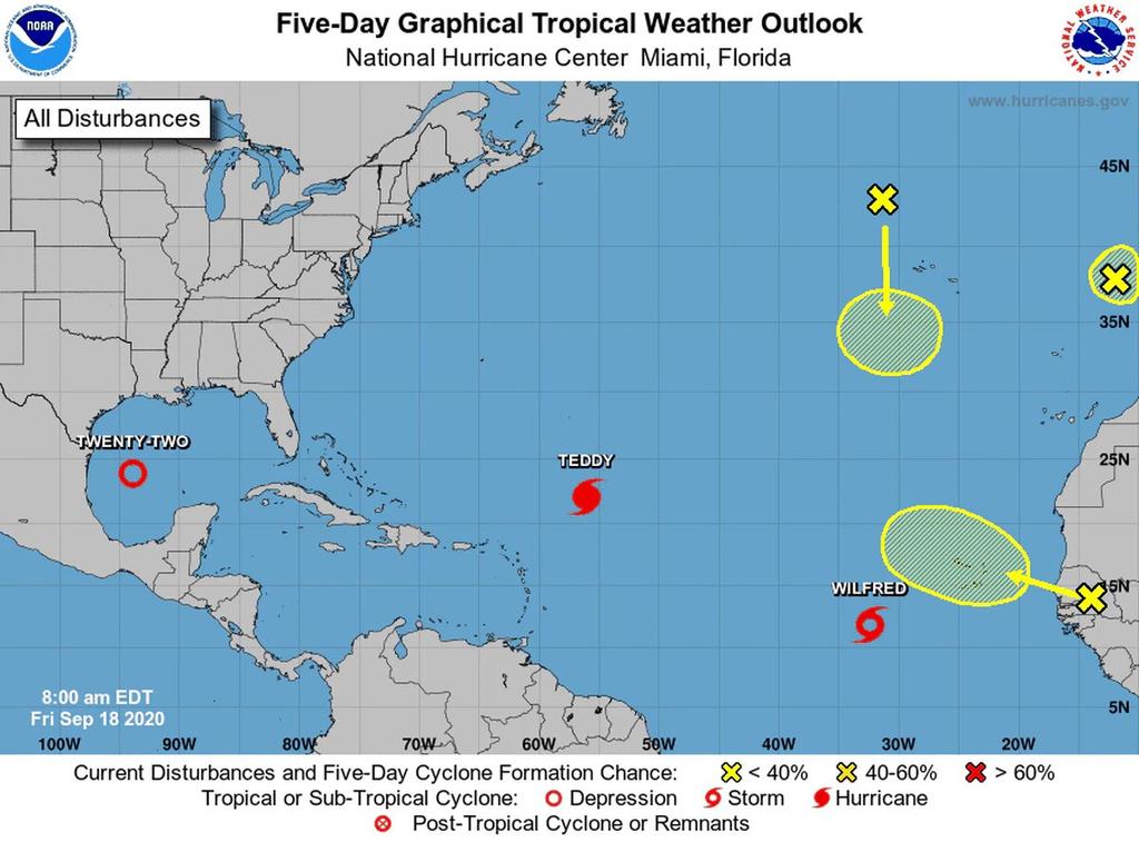 La tormenta tropical 'Wilfred' se forma en el este del Atlántico, utilizando el último de los nombres tradicionales para sistemas de tormenta durante una temporada de huracanes sin precedentes en el Atlántico. (ESPECIAL) 