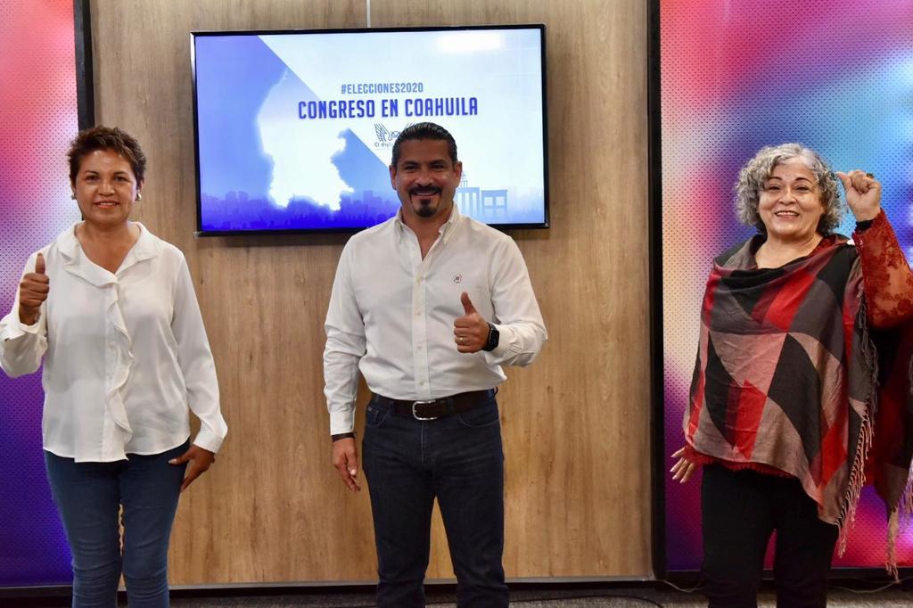 Ángela Campos del PAN; Shamir Fernández, del PRI; y Beatriz Granillo de Morena, participaron en un foro transmitido en streaming por El Siglo de Torreón. (ÉRICK SOTOMAYOR)