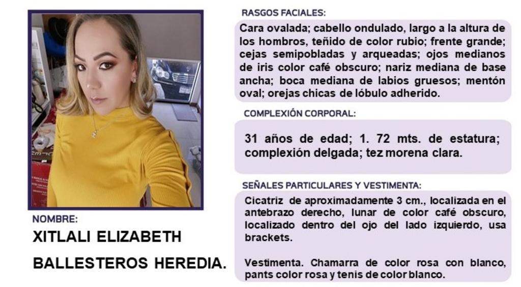 Xitlali Elizabeth Ballesteros Heredia fue reportada por sus familiares como desaparecida en la ciudad de Morelia. (ESPECIAL)