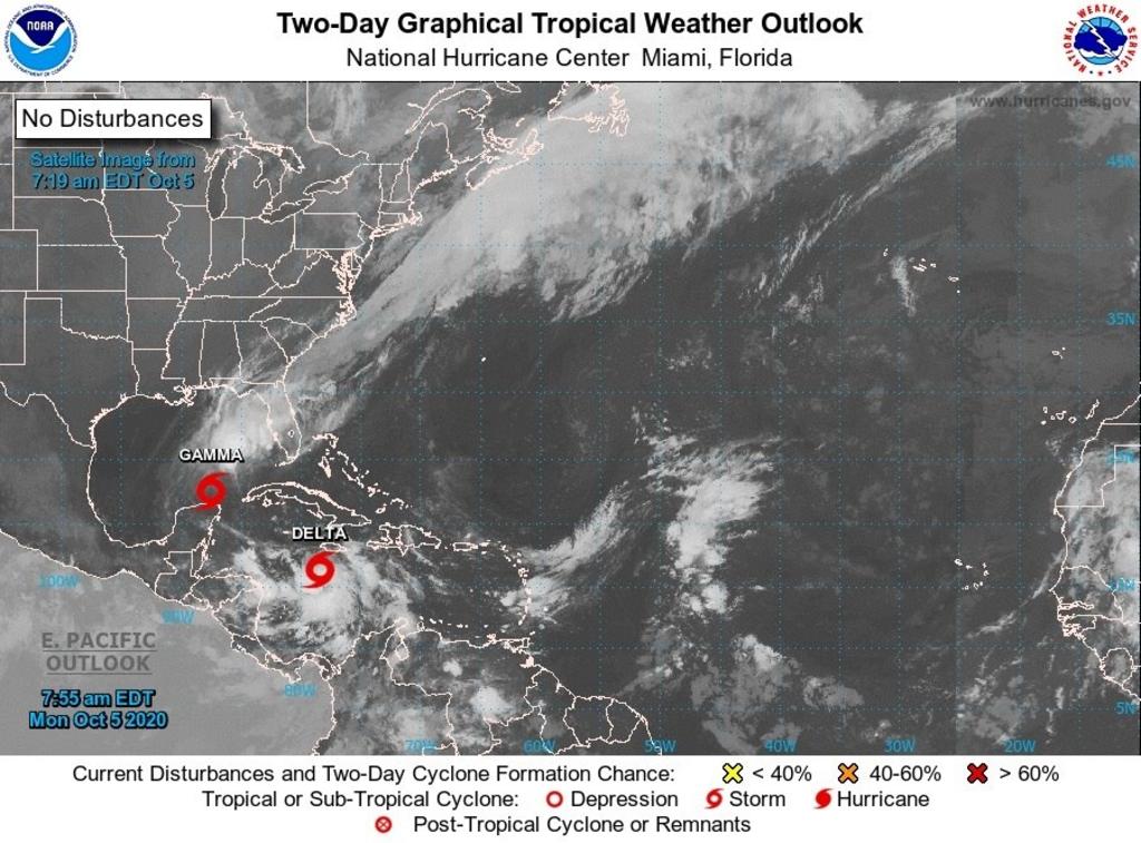 La tormenta tropical Delta se convirtió en huracán este lunes en aguas del Caribe cercanas a Jamaica y rumbo al Canal de Yucatán, con vientos máximos sostenidos de 75 millas por hora (120 km/h), informó el Centro Nacional de Huracanes (NHC) estadounidense. (EFE)