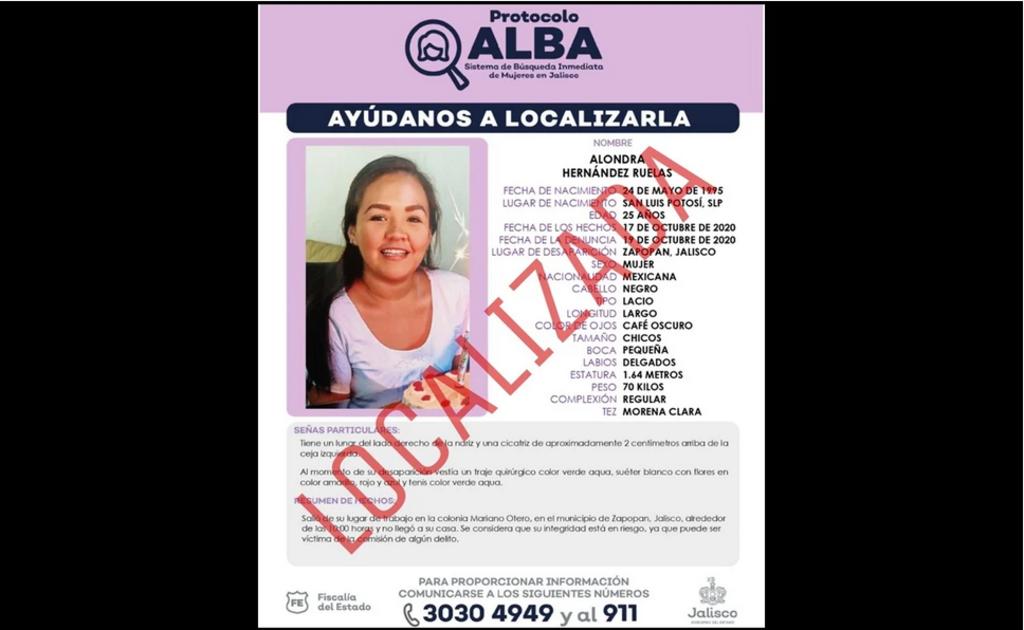 Este martes fue localizada Alondra Hernández Ruelas, la doctora originaria de San Luis Potosí reportada como desaparecida desde el pasado 17 de octubre tras salir de su trabajo en un hospital de Zapopan. (ESPECIAL)