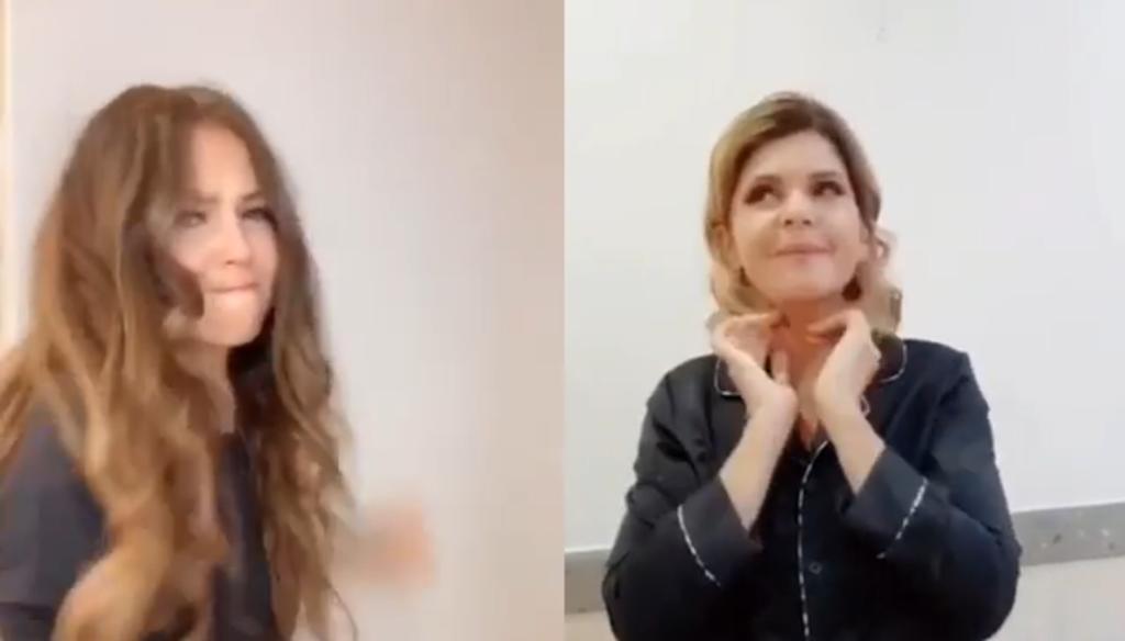 Thalía e Itatí Cantoral recrearon el video viral de niñas en cumpleaños. (ESPECIAL) 