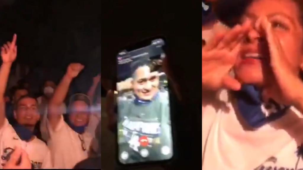 El mexicano Víctor González realizó una videollamada con su familia en Nayarit para celebrar el triunfo de la Serie Mundial. (ESPECIAL)