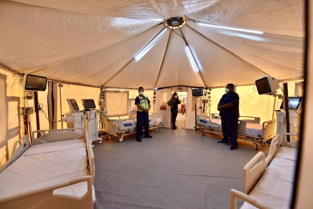 El hospital móvil para atención al COVID-19 de Torreón aumentará la capacidad hospitalaria de la región.